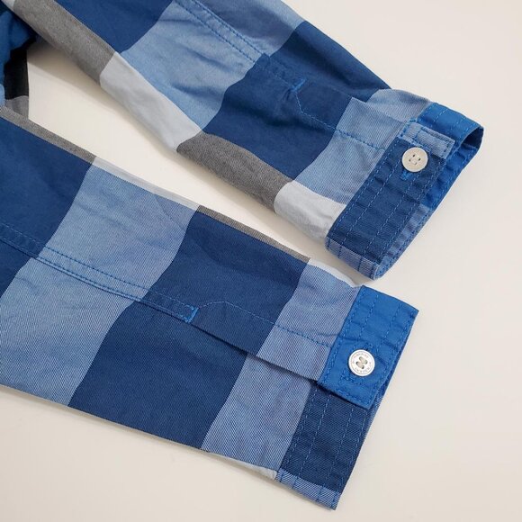 Burberry Toddler Boy Button Down Shirt 18 Months Long Sleeve Plaid Blue Cotton - Picture 7 of 12